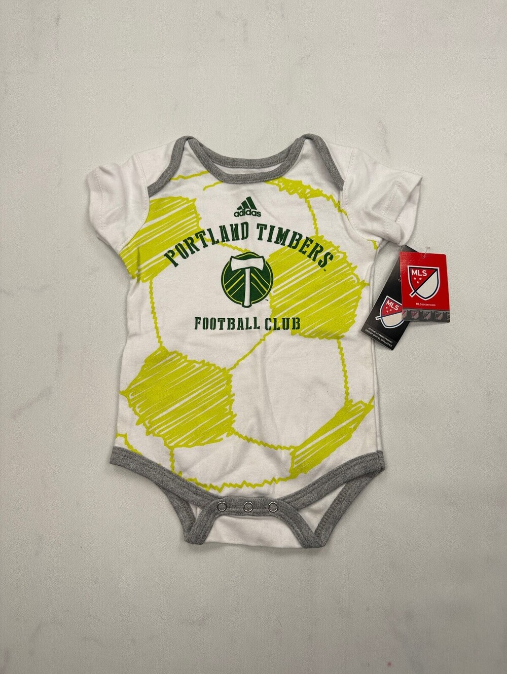 Adidas Portland Timbers Bodysuit White 2010s Graphic - Boys 6/9M